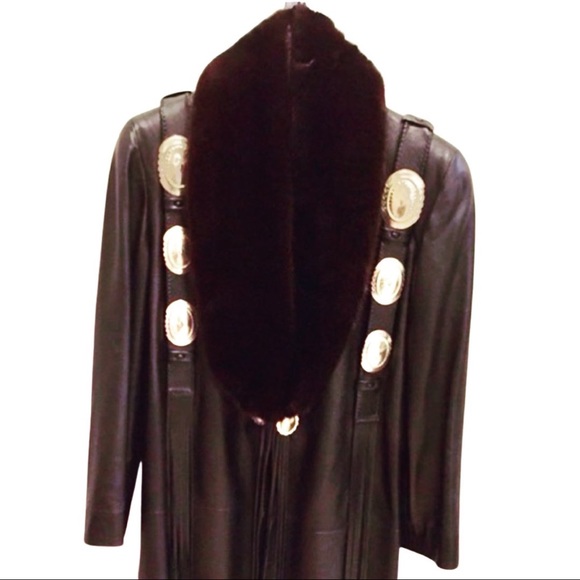 Vintage Becca Vedda Mink/Leather/Conch Trench Coat - Picture 3 of 8